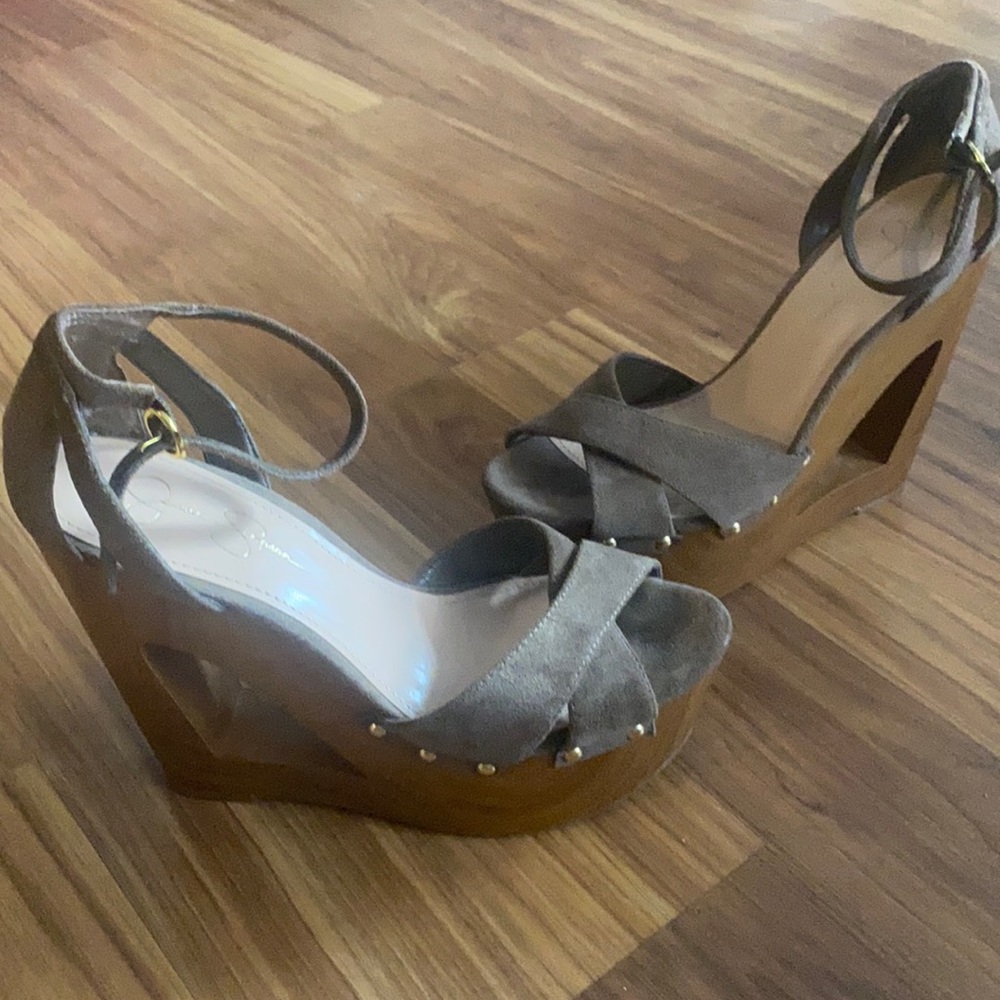 5 inch wedge heel only worn a few times .